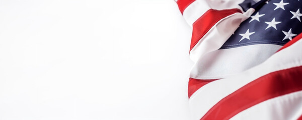 United States Flag On White Background with Copy Space, Generative AI