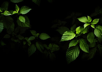 Fototapeta na wymiar Spring leaves with dark background