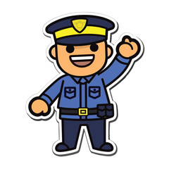 policeman in uniform cartoon vector sticker isolated