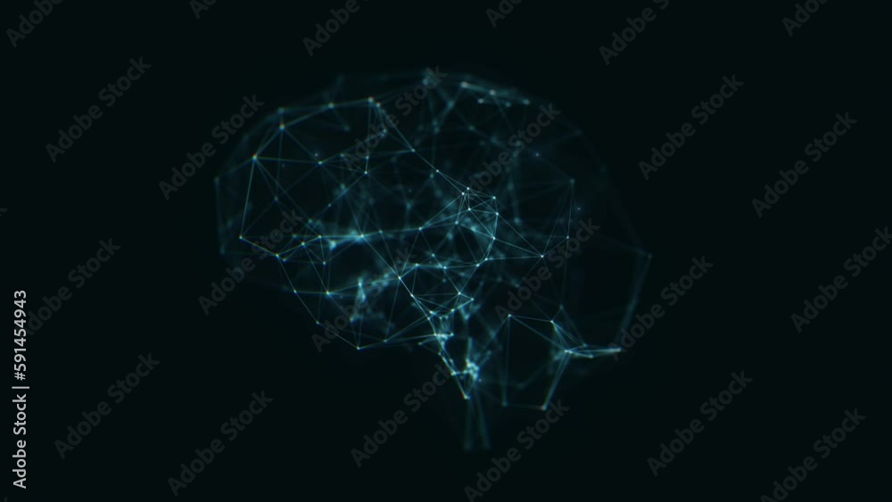 Poster abstract technology cyber brain plexus patterns background fx/ 4k animation of an abstract hi-tech b