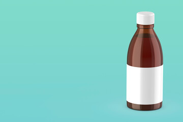 Glass bottle with blank label full with liquid medicine