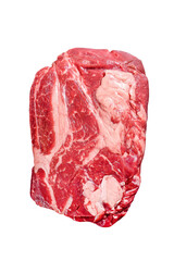 Fresh Raw meat Prime Black Angus Chuck roll steak. Isolated, transparent background