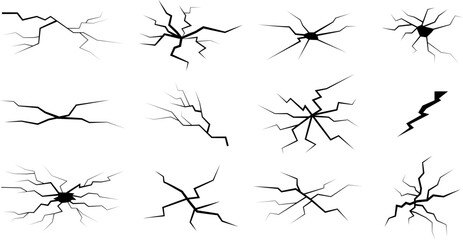 Abstract crack vector set for decoration design.