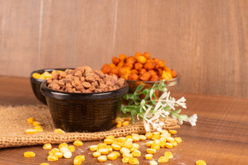 Chole masala or chana indian vegan food made of cooked chickpeas, tomatoes and cumin decorated with onion rings.