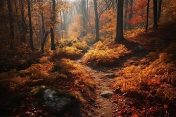 Obraz premium autumn in the forest made with generative ai