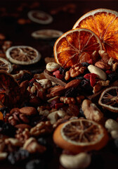 Dried fruits and nuts.