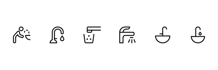 Water Fountain Drinking Fountain Water tap. editable stroke outline icon isolated on white background flat vector illustration.