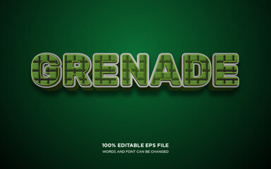 Grenade 3d editable text style effect	