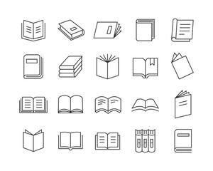 Books Icons - Vector Line. Editable Stroke.