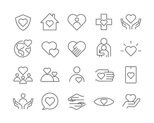 Care Icons - Vector Line. Editable Stroke.