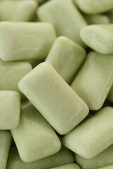 Green Mint chewing gum top close up