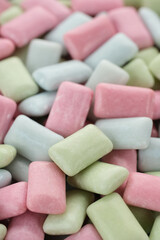 Multi color chewing gum close up