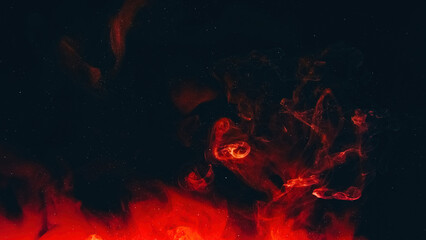 Burning fire flame smoke. Night inferno. Hot blast. Red orange color glowing vapor fume sparks...