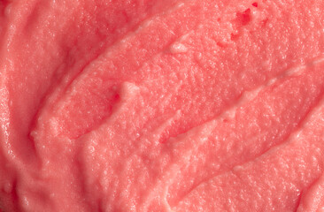Berry yoghurt ice cream. Smoothies from fresh fruits and berries. Ice cream texture. Delicious sweet dessert close-up as a background.