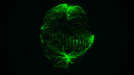 Futuristic sphere of particles and lines. Network connection big data. Abstract technology background. 3d rendering.
