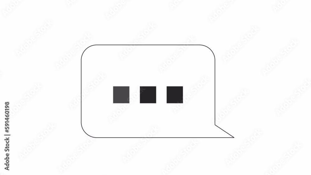 Poster animated bw three dots message. black and white thin line icon 4k video footage for web design. elli
