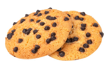 Chocolate chip cookie, isolated on a white background with a clipping path