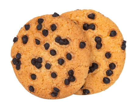 Chocolate chip cookie, isolated on a white background with a clipping path