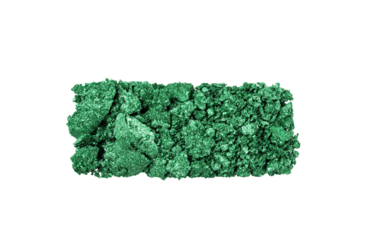 Green eye shadow swatch isolated on transparent background. Crushed shimmering green eye shadow texture. - Powered by Adobe