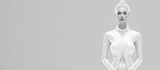 White meditation woman. Created with generative Ai technology.