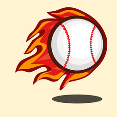 baseball ball with flames illustration logo