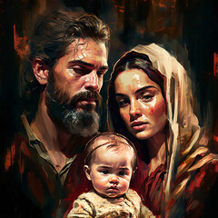 Little Jesus Christ and the holy family. AI generativ. © Dar1930