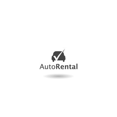 Car rental illustration logo design with shadow