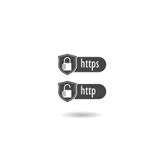 HTTP and HTTPS protocols on shield icon with shadow