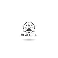 Seashell flat logotype icon with shadow