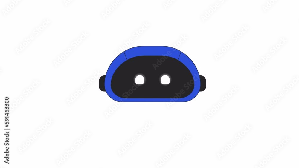 Poster animated robot head with glowy eyes. flat outline style icon 4k video footage for web design. roboti