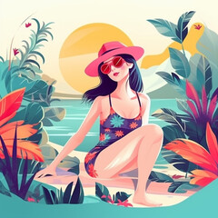 Women In Bikini Illustration