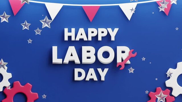 Happy labor day 3d animated background 4k