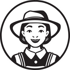 Farmer girl icon, Agriculture logo, Vector illustration, SVG