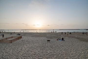 Tel Aviv, Israel - April 27, 2022: sunset in Tel Aviv beach