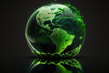 Green Globe Representing World Environment and Earth Day. Generative AI