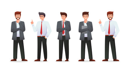 set of man in suit. businessman vector illustration