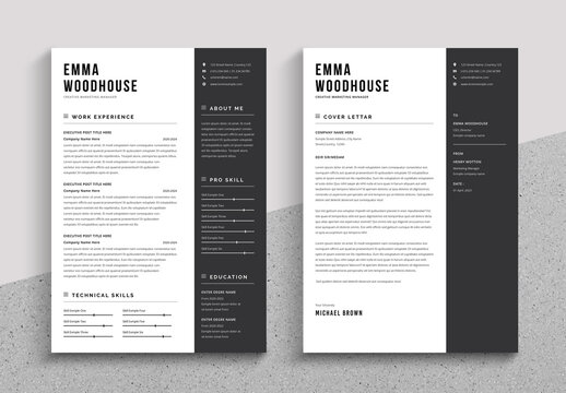 Blac kand White Resume Layout