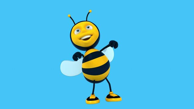 Fun 3D cartoon bee dancing (with alpha channel included)