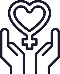 Fototapeta premium Feminism concept. Modern outline high quality illustration for banners, flyers and web sites. Editable stroke in trendy flat style. Line icon of fem