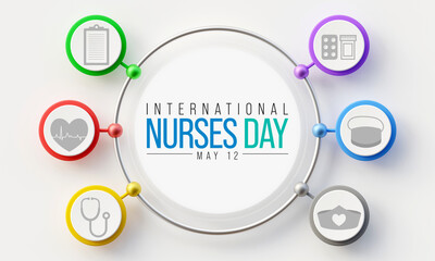 International Nurses day is observed in United states on 12th May of each year, to mark the contributions that nurses make to society. 3D Rendering