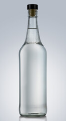 Bottle of vodka or gin isolated on white background, clipping path included. Mockup for product...