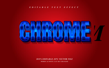 Blue chrome editable text effect template