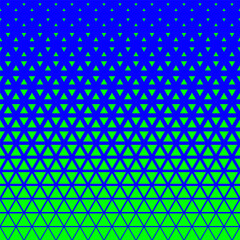 Blue green halftone triangles pattern. Abstract geometric gradient background. Vector illustration.