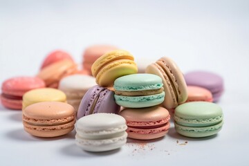 Fototapeta na wymiar delicate macaron assortment with pastel colors and a variety of flavors