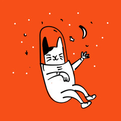 Cute astronaut cat vector design for wallpaper, background, fabric and textile