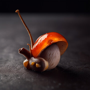 A snail with a mushroom Generative AI