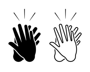 Obraz premium Clapping hands gesture vector illustration icon set. High five applaud congratulate support body language cutout line silhouette pictogram