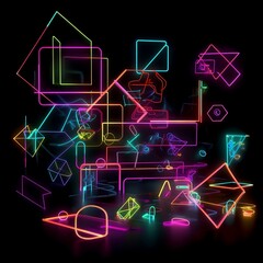 Abstract background with neon glowing lines