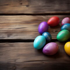 Obraz na płótnie Canvas Easter eggs on wooden background