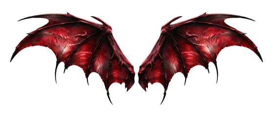 Demon wings isolated on transparent background - Generative AI
